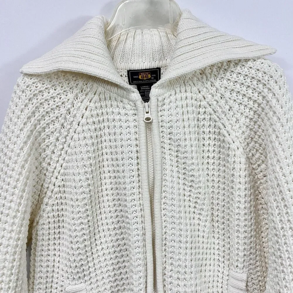 Route 66 Chunky Knit Shawl Collar Full Zip Ivory Cardigan With Pockets Women’s L - Picture 12 of 16